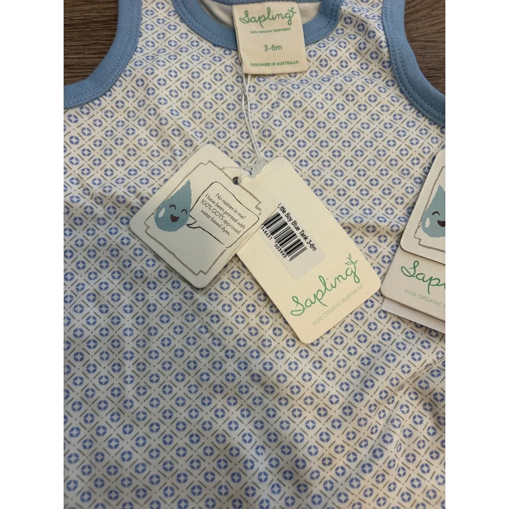 NWT Sapling‎ 100% Organic Cotton Baby Tank Tops 3-6 Months